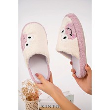 Albishoes Kadın Kurbağa Figürlü Sessiz Taban Önü Kapalı Peluş Kışlık Kadın Ev Terlik Ev Kadın Peluş