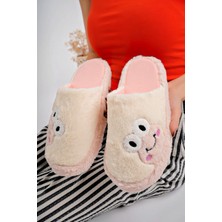 Albishoes Kadın Kurbağa Figürlü Sessiz Taban Önü Kapalı Peluş Kışlık Kadın Ev Terlik Ev Kadın Peluş