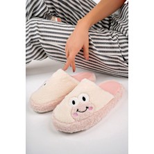 Albishoes Kadın Kurbağa Figürlü Sessiz Taban Önü Kapalı Peluş Kışlık Kadın Ev Terlik Ev Kadın Peluş