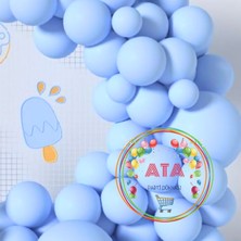 Ata Parti Dünyası ^^ Doğum Günü Konsepti * Makaron Mavi * 60 Lı Balon Zinciri Parti Seti