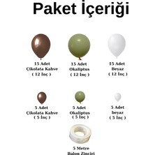 ^^ Doğum Günü Konsepti * Çikolata Kahve * Okaliptus * Beyaz * 60 Lı Balon Zinciri Parti Seti