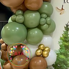 ^^ Doğum Günü Konsepti * Çikolata Kahve * Okaliptus * Beyaz * 60 Lı Balon Zinciri Parti Seti