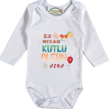 Asilcom 23 Nisan Kutlu Olsun Çocuk Bayramı Yazılı Bebek Zıbın