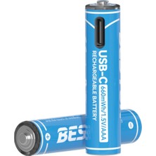 Beston USB Type-C Kablo ile Şarj Edilebilir Lityum 2'li Ince Pil 1.5V Aaa 2220 Mwh 150 mah