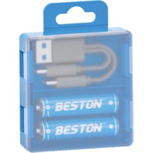 Beston USB Type-C Kablo ile Şarj Edilebilir Lityum 2'li Ince Pil 1.5V Aaa 2220 Mwh 150 mah