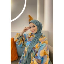 Sayra Shawl Kadın Küf Yeşili Çıtçıtlı Hazır Şal