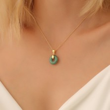 Nox Jewelry 925 Ayar Gümüş Doğal Jade Taşlı Kolye