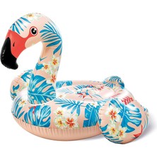 Tropikal Flamingo Binici - Şişme Çiçekli Flamingo Binici - Deniz Çiçekli Flamingo - Havuz Flamingo Binici 142X137X97 Cm.