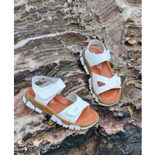 Papuccum Ortopedi Unisex Çocuk  Deri Tam Ortopedik Yumuşak Sandalet