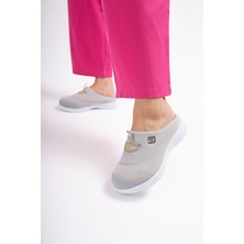 Sandal Spor Kadın Kaymaz İnce Taban Ortopedik File Sabo Doktor Hemşire Hastane Aşçı Terliği SS001-0258 Gri