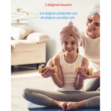 Mor 2 Adet Kalın Mikrofiber 2 Düğmeli Saç Havlusu Saç Bonesi Banyo Deniz ve Havuz Sonrası Plaj T3 2