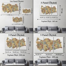 Türkiye Haritası Kanvas Tablo Eğitici ve Öretici Dekoratif Tablo TABLO-3134