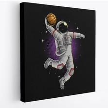 Ay'da Basketbol Oynayan Astronot Kanvas TABLO-5068