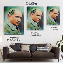 Atatürk Portre Tablosu Mustafa Kemal Atatürk Dikdörtgen Dekoratif Kanvas Tablo-62