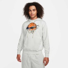 Nike Dri Fit Pullover Mens Grey Hoodie Erkek Gri Spor Kapüşonlu Sweatshirt FB7137