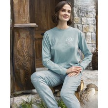 Aydoğan 15018 Kadın Pamuklu Uzun Kol Bisiklet Yaka Pijama Takım