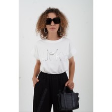 Zelish My Sister Gümüş Lucky Baskılı Aksesuar Detaylı Tshirt
