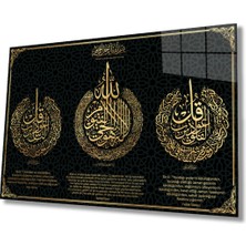 Ünalmış Ayetel Kürsi, Felak ve Nas Suresi Dini Islami Cam Tablo, Ev Ofis Duvar Dekoru Hediyelik Büyük Tablo