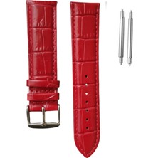 FirstModel 22 mm Universal Hakiki Deri Kordon Ateş Kırmızı