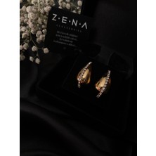 by zena aksesuar Zena Accessories Damla Zirkon Altın Çelik Küpe