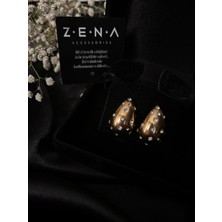 by zena aksesuar Zena Accessories Su Damlası Zirkon Taşlı Bottega Çelik Küpe