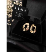 by zena aksesuar Zena Accessories Geometrik Altın Çelik Küpe