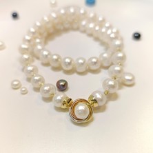 Altın Ofisi Dorika Toplu Olimpiyat Kilitli Dizi Inci Kolye Gerdanlık 14 Ayar Altın Hd Videolu