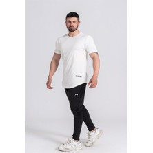 Gymwolves Erkek Spor T-Shirt | T-Shirt | Workout Tanktop | Krem | Never Give Up |