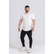 Gymwolves Erkek Spor T-Shirt | T-Shirt | Workout Tanktop | Krem | Never Give Up |