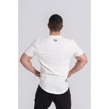 Gymwolves Erkek Spor T-Shirt | T-Shirt | Workout Tanktop | Krem | Never Give Up |