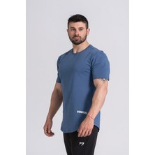 Gymwolves Erkek Spor T-Shirt | T-Shirt | Workout Tanktop | Indigo | Never Give Up |