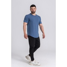 Gymwolves Erkek Spor T-Shirt | T-Shirt | Workout Tanktop | Indigo | Never Give Up |