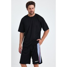 Gymwolves Erkek Over Size Spor T-Shirt | Sırta Kurt  Baskılı | Workout T-Shirt | Tişört | Siyah |