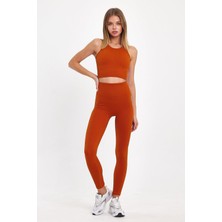Gymwolves Dikişsiz Spor Tayt | Turuncu | Seamles Leggings | Kalın Fitilli |