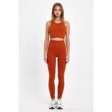 Gymwolves Dikişsiz Spor Tayt | Turuncu | Seamles Leggings | Kalın Fitilli |