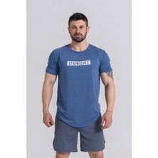 Gymwolves  Erkek Spor T-Shirt  | İndigo | Workout T-Shirt |