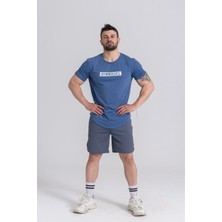 Gymwolves  Erkek Spor T-Shirt  | İndigo | Workout T-Shirt |