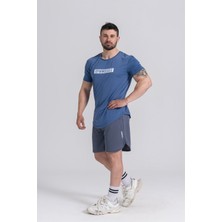Gymwolves  Erkek Spor T-Shirt  | İndigo | Workout T-Shirt |