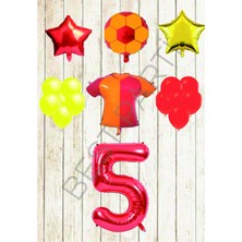 Best Parti Taraftar Sarı Kırmızı Doğum Günü Balon Seti Yaş-5