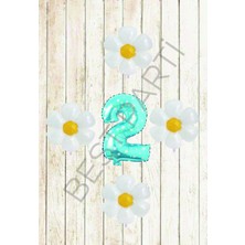 Best Parti Mavi Puanlı Rakam ve Papatya Folyo Balon Seti Yaş 2