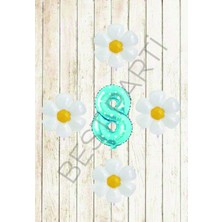 Best Parti Mavi Puanlı Rakam ve Papatya Folyo Balon Seti Yaş 8