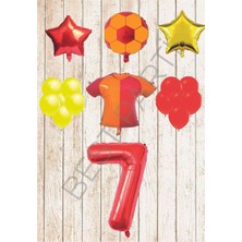 Best Parti Taraftar Sarı Kırmızı Doğum Günü Balon Seti Yaş-7