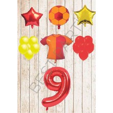 Best Parti Taraftar Sarı Kırmızı Doğum Günü Balon Seti Yaş-9