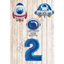 Best Parti Uzay Temalı Mavi Rakamlı Folyo Balon Seti Yaş 2