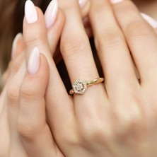 By Milo Jewellery 14 Ayar Altın Baget Altıgen Yüzük