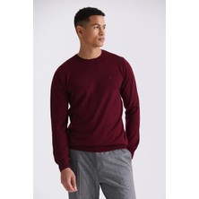 Jakamen Bordo Regular Fit Bisiklet Yaka Triko Kazak