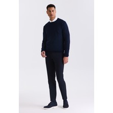 Jakamen Lacivert Regular Fit Bisiklet Yaka Erkek Triko