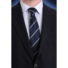 Hatemoğlu Lacivert Çizgili Kravat