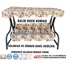 Nelson Lüks Duck Vip Salıncak Minder Seti 3 Kişilik (Süngersiz) Tenteli-Ingiliz Gülü-Salıncak Minder Seti
