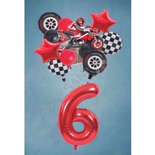 Rönesans Parti Motorsiklet Kırmızı Temalı Doğum Günü Seti Yaş-6